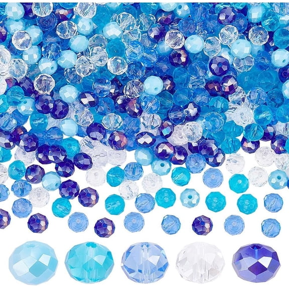 500Pcs 5 Colors Beads 8mm Glass Rondelle Faceted Beads Loose Spacers for Winter Bracelet Necklace Decorative Hand Jewelry Making