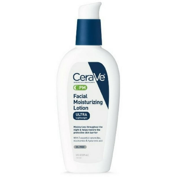 CeraVe Facial Moisturizing Lotion PM Ultra Lightweight 3 oz (Pack of 4
