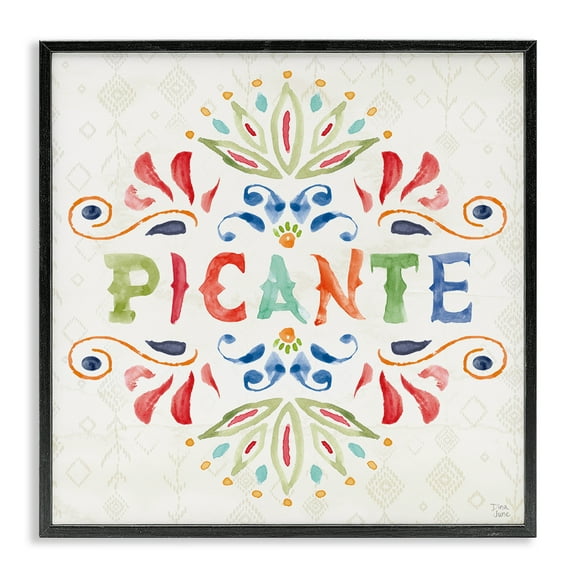 Stupell Industries Picante con Patrón Vibrante Inspirational Quotes & Sayings Painting Black Framed Art Print Wall Art, 12 x 12