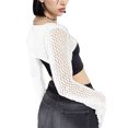 thumbnail image 3 of xiaxaixu Women's Sunscreen Tops, Knitting Long Sleeves Round Neck Solid Color Cutout Bandage Pool Beach Pullover, 3 of 7