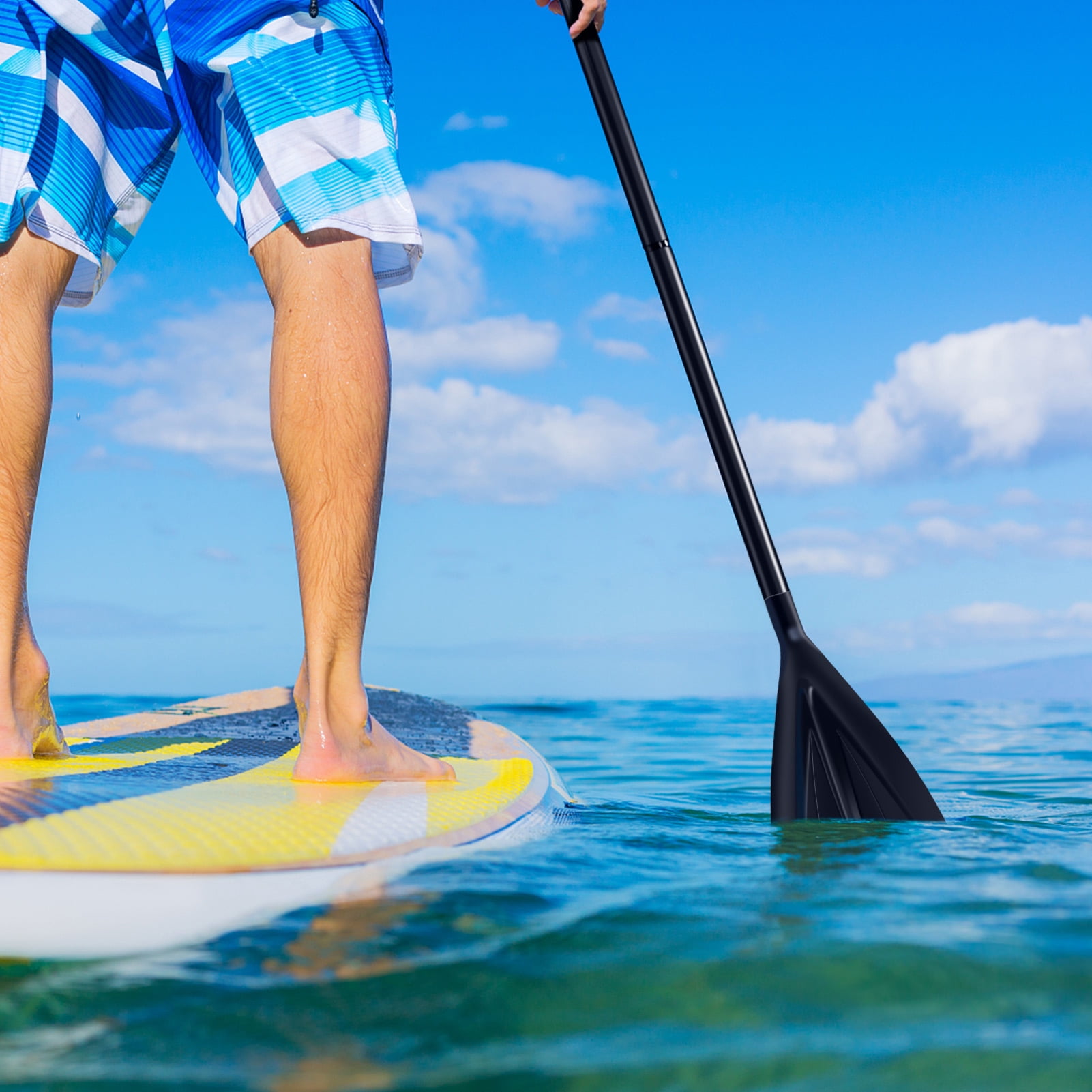 Tebru Boating Paddle, Surfboard Paddle, 2 Section Aluminum Adjustable Paddle for Boating Kayaking Surfing