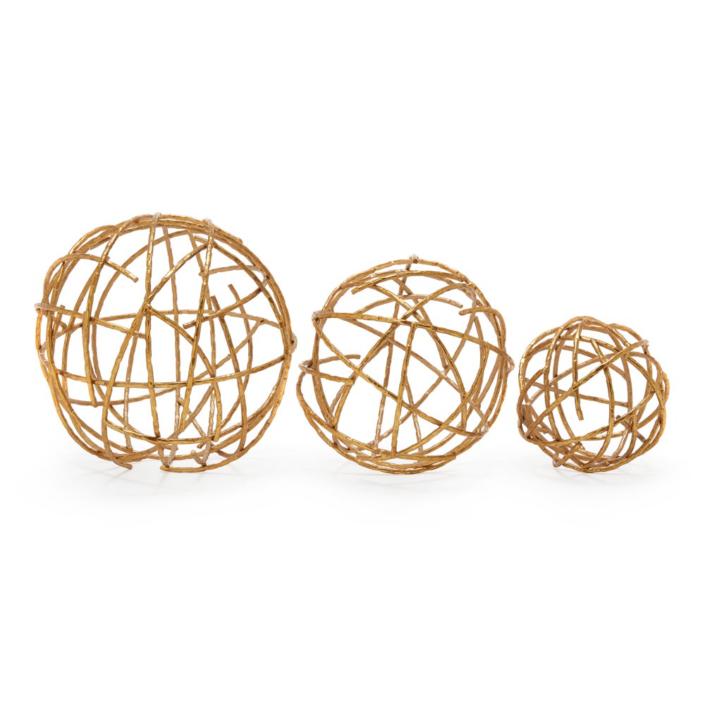 MoDRN Gold Decorative Orbs, Set of 3