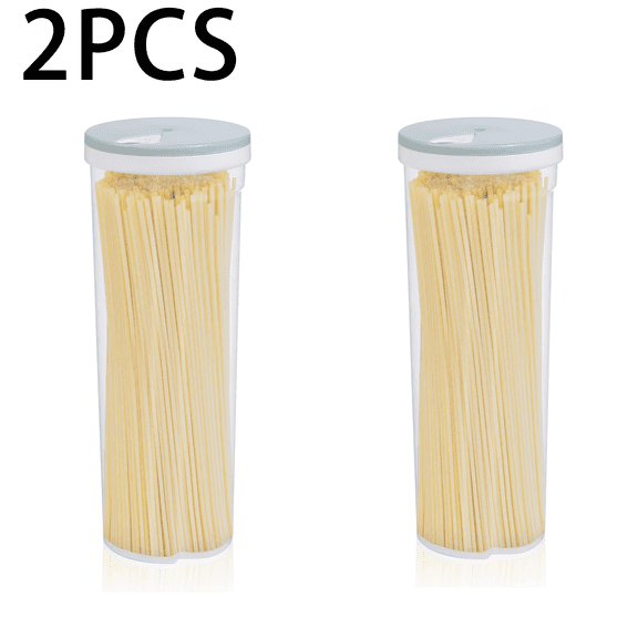 2PCS Plastic Tall Food Storage Spaghetti Noodle Pasta Container with Locking Lid Clear Dry Food Keeper Canister Cereal Crisper Box