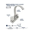 thumbnail image 2 of Llave Mezcladora Baño Lavabo Alfa  Acero Inoxidable Cromada Manerales Cuadrados, 2 of 2