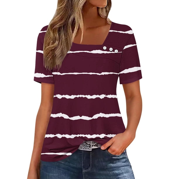 Usted Es Más Que una Camisa de Puntuación de Prueba, de Moda Casual Impreso Botón de Manga Corta Cuello en V para las Mujeres