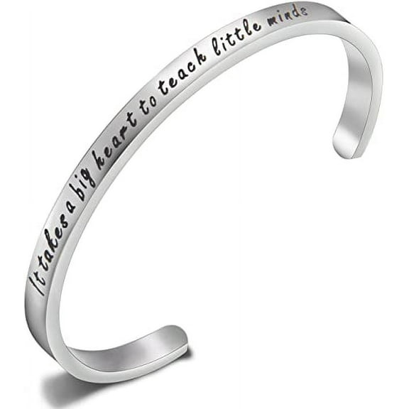 Teacher Gift It Takes A Big Heart to Teach Little Minds Cuff Bracelet Teacher Jewelry Appreciation Gift for Teachers