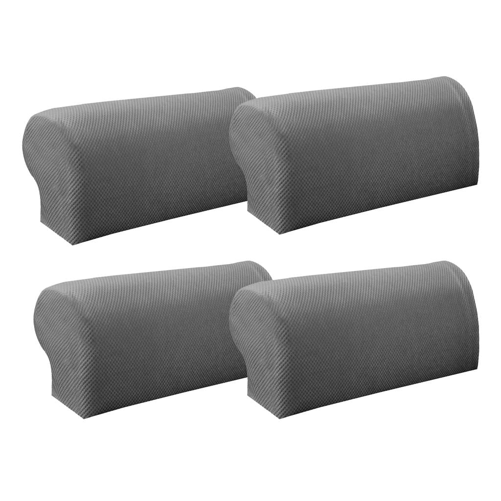FLAMEER 6 Pieces Grey Stretchable Sofa Armrest Covers Armchair Slipcovers Arm Rest Caps Furniture Protector 