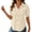 Beige, variant on Cotton Linen Shirts For Women Button Down Roll Olid Color Short Sleeve Collared Blouse Curved Hem Casual Tunic Top with Pockets