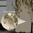 thumbnail image 3 of Christmas Shower Curtain for Bathroom 72x72inches Gold Pearls Snowflakes X-mas New Year Decor Shower Curtain Set with Hooks Green Leaves Waterproof Fabric Shower Curtain, 3 of 6