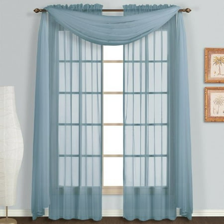 Decotex 3 Piece Sheer Voile Curtain Panel Drape Set Includes 2