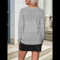 thumbnail image 4 of Suéter Informal de Larga con Cuello en V, Tejido Acanalado y Crochet Ligero para Mujer (Otoño 2025) Gris Puro XXL, 4 of 7