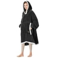 thumbnail image 5 of Catalonia Hooded Blanket for Women - Cozy Oversized Sherpa Fleece Sweatshirt Blanket with Sleeves and Huge Pockets,Gifts for Adult teen Men,BLACK, 5 of 6