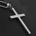 thumbnail image 3 of QQTDFG New Gift Unisex's Men's Silver Stainless Steel Big Cross Pendant Chain Necklace-default, 3 of 9