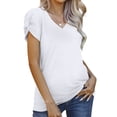 thumbnail image 6 of Bigersell Tunic Workout Tops Women Loose Casual Short Sleeve V-Neck Solid Casual Blouse T-shirt Tunic Tops Women's Plus Swing V-Neck Short Sleeve Tunic Tops Style B27959, White M, 6 of 9