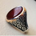 thumbnail image 5 of Red Onyx Mens Ring, Natural Red Onyx Gents Ring, Leaf Design, Silver Jewelry, 925 Silver Ring, Birthday Gift, Heavy Mens Ring, Arabic Design, Ottoman Style Ring, Christmas, Turkey Mens Signet Ring, 5 of 6