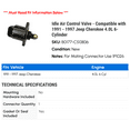 thumbnail image 2 of Idle Air Control Valve - Compatible with 1991 - 1997 Jeep Cherokee 4.0L 6-Cylinder 1992 1993 1994 1995 1996, 2 of 2