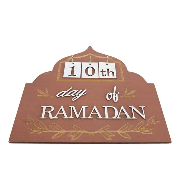 Calendrier de l'Avent Eid Ramadan Mubarak, Calendrier de Compte à Rebours en Bois avec Buis Bricolage Ramadan, Décoration pour la Maison avec Panneau de Lettres, Essentiel pour l'Aïd