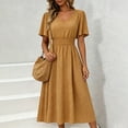 thumbnail image 2 of Levmjia Flowy Midi Dresses for Women V Neck Short Sleeve Polka Dot Dress Summer Casual Fashion Loose Fit Swing Party Beach Vacation, 2 of 6