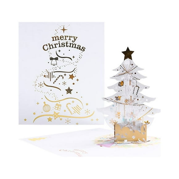 Carte de Sapin de Noël 3D Popup Carte de Vœux de Vacances Carte de Sapins de Noël en Cristal