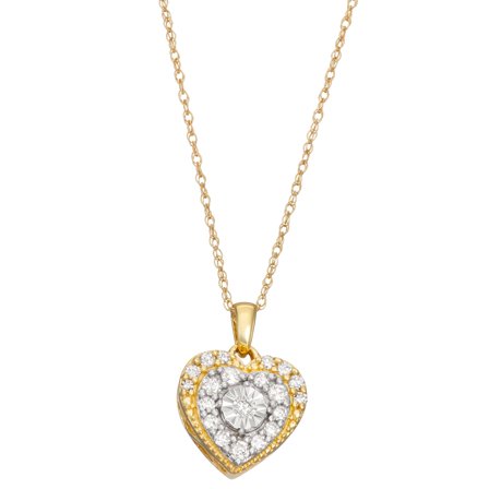 1/5 cttw White Diamond Heart Shape Pendant Necklace crafted in 10KT Yellow Gold with 18" Chain