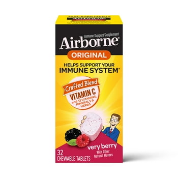 Airborne Very Berry Chewable s, 32 count - 1000mg of  C - Immune Support Supplement