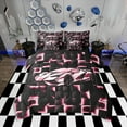 thumbnail image 1 of Erosebridal Pink Racing Car Bedding Sets Queen Size, Neon Geometric Comforter Sets with Sheets, Speed Sports Decor, Reversible, 1 of 5
