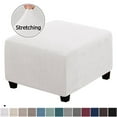 thumbnail image 1 of MesaSe Square Ottoman Covers Ottoman Slipcovers Folding Storage Stool Furniture Protector Form Fit with Elastic Bottom  Stretch High Spandex Small Checks Jacquard Fabric Brown XL 35”- 44”, 1 of 6