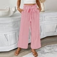 thumbnail image 2 of fatyb Womens Stripe Casual Pants with Pockets Elastic High Waist Lightweight Loose Trousers for Women, 2 of 7