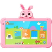 Angle View: Tablet for Kids, Kids Tablet for Toddler 7 inch HD IPS Display 1G+16GB Quad Core Android 9.0 Tablet with WiFi Camera Safety Eye Protection Parental Control Kids Learning Tablet (Pink)