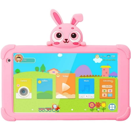 Tablet for Kids, Kids Tablet for Toddler 7 inch HD IPS Display 1G+16GB Quad Core Android 9.0 Tablet with WiFi Camera Safety Eye Protection Parental Control Kids Learning Tablet (Pink)