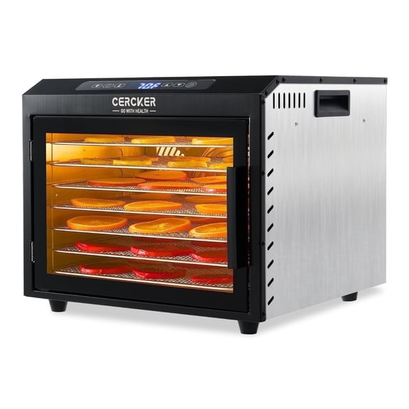 CERCKER Food Dehydrator Machine 7 Trays Stainless Steel Fruit Dryer 800W Dehydrator for Food and Jerky with 190ºF Adjustable Thermostat
