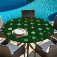 thumbnail image 6 of Christmas Round Tablecloth, Fitted Table Cover with Elastic for 55"-60" Round Tables, Winter Xmas Balls Weeping Green Cartoon Cute Table Cloth Outdoor Indoor Dinning Party Waterproof Tablecloths, 6 of 7