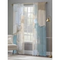 thumbnail image 4 of Abstract Color Block Sheer Curtains for Living Room Bedroom, Light-filtering Sheer Curtain, Blue Geometric Oil Painting Art Rod Pocket Voile Window Treatment Drapes, 52’’Wx84’’L, 2 Panels Set, 4 of 7