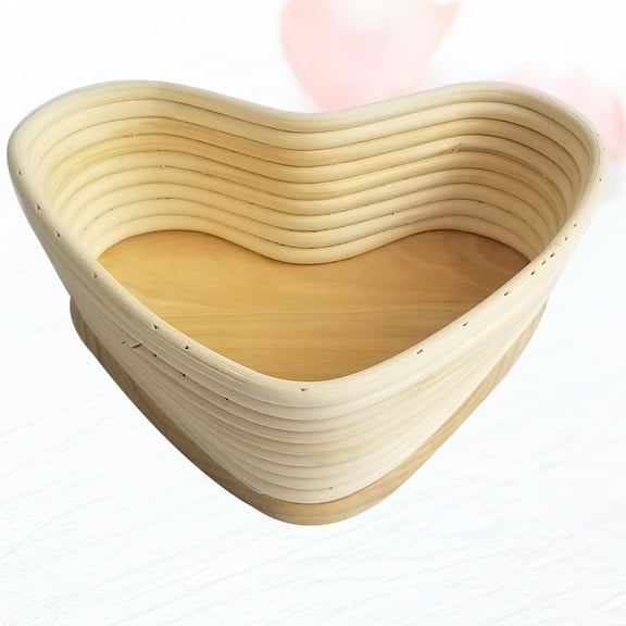 Masteelf Khaki Vine Proofing Basket for Baking Heart Shaped Dough Nonstick Cotton Linen with Cover 18x15.5 cm