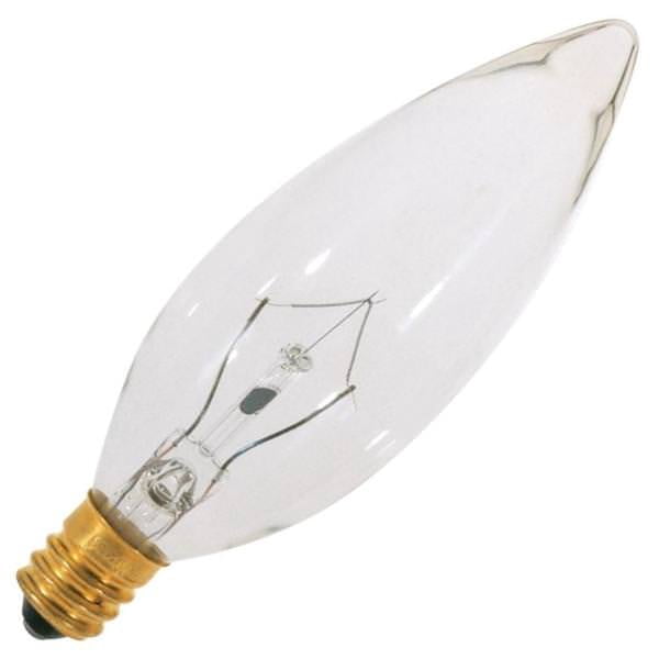 Satco A3620 BA9.5 Incandescent Light Bulbs 15W 2700K E12 Candelabra Base Dimmable (25 Pack)