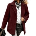 thumbnail image 7 of Womens Trench Coat with Pockets Single Breasted Fall Winter Casual Notched Lapel Business Formal Wool Coat Wine S-3XL, 7 of 7