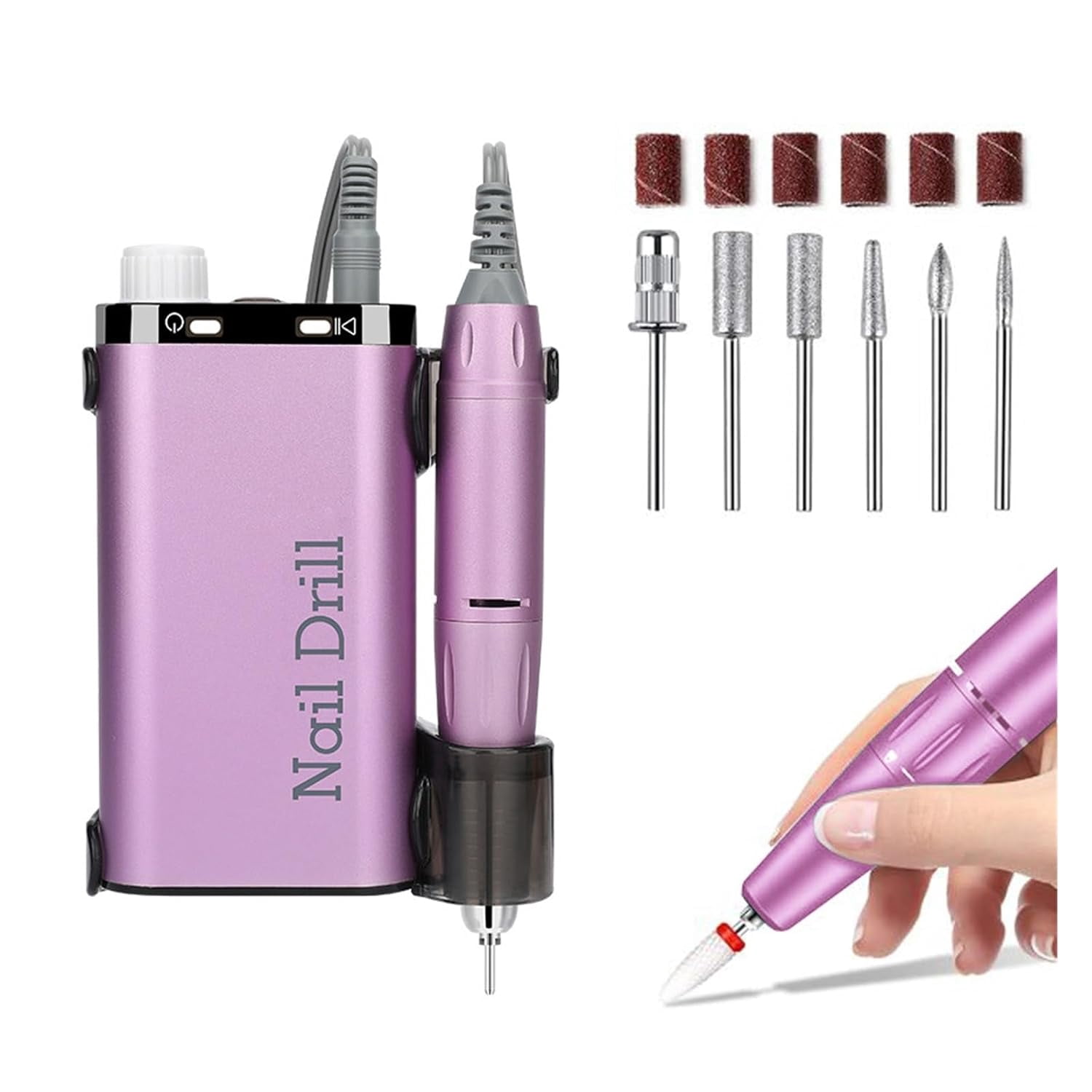 Electric Nail Drill, 35000RPM Electric Nail Drill, Rechargeable Nail Manicure Machine for Salon, Portable Professional Nail Sander for Polish Easy to Use