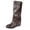 Brown, variant on Knee High Boots For Women Ruched Shaft Triple Metal Buckle Wedge Heel Slip On Tall Boot Footwear For Punk Vintage Street Style