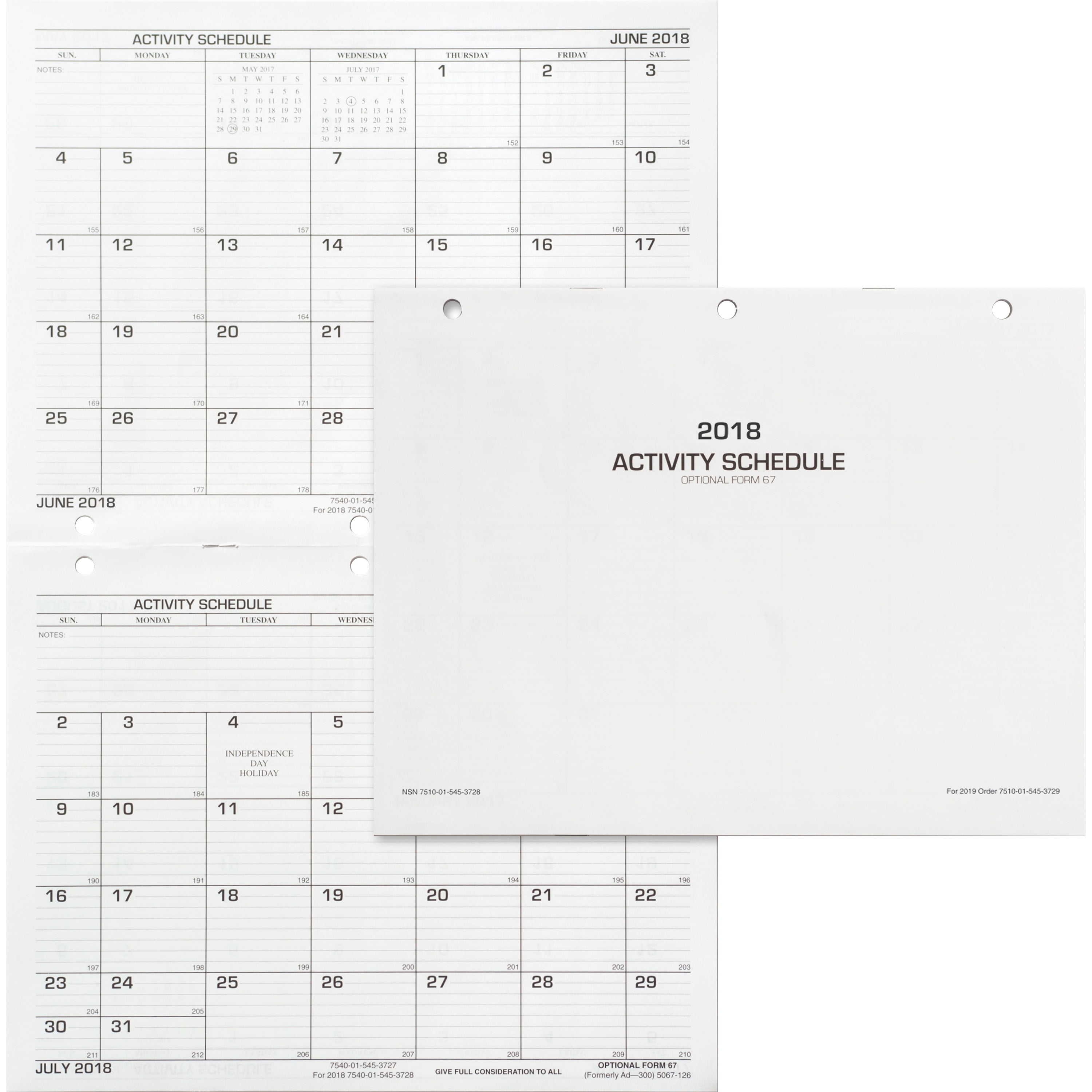 Unicor Fed Flip Style Activity Schedule Calendar, Assorted