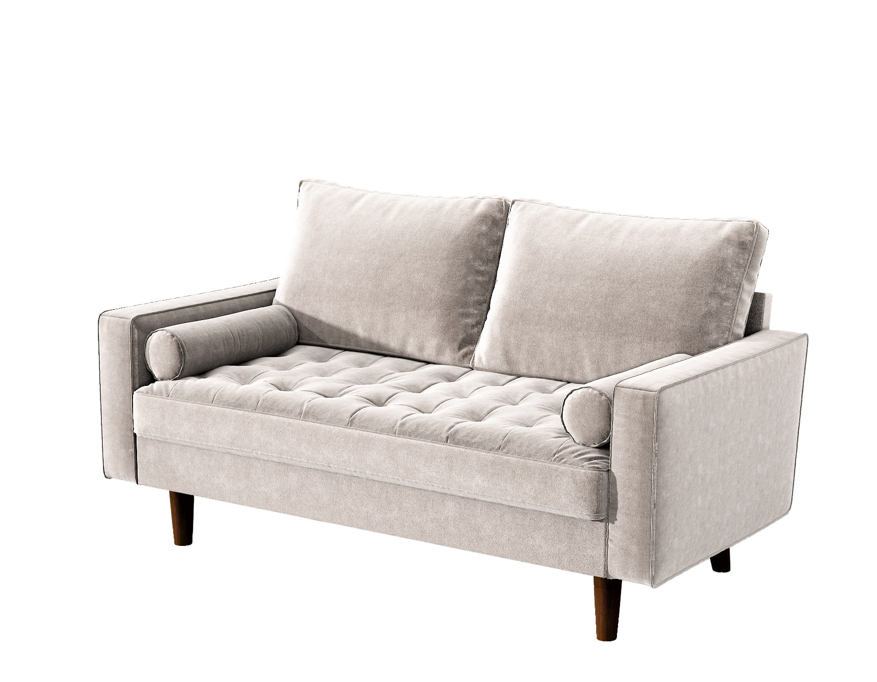 US Pride Furniture Mac Velvet 2-Seater Living Room Loveseat, Beige