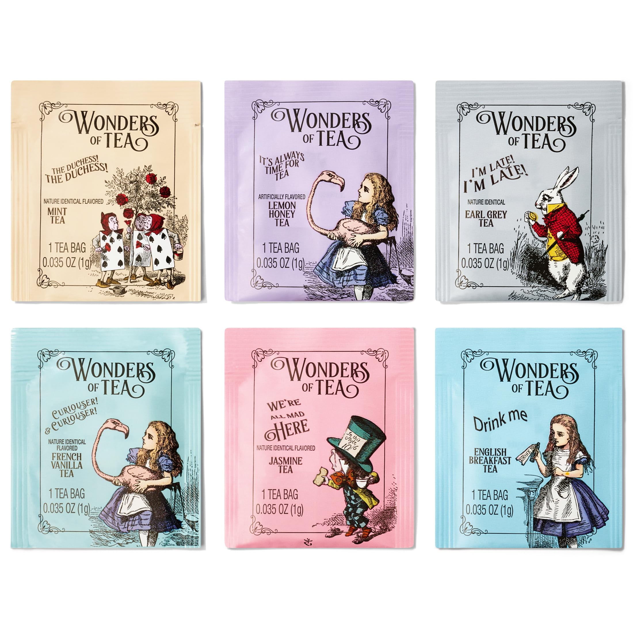 Thoughtfully Alice's Adventures, Wonder of Tea Assortment Gift Set, Includes Book Quotes and Illustrations and 90 Tea Bags in 6 Flavors