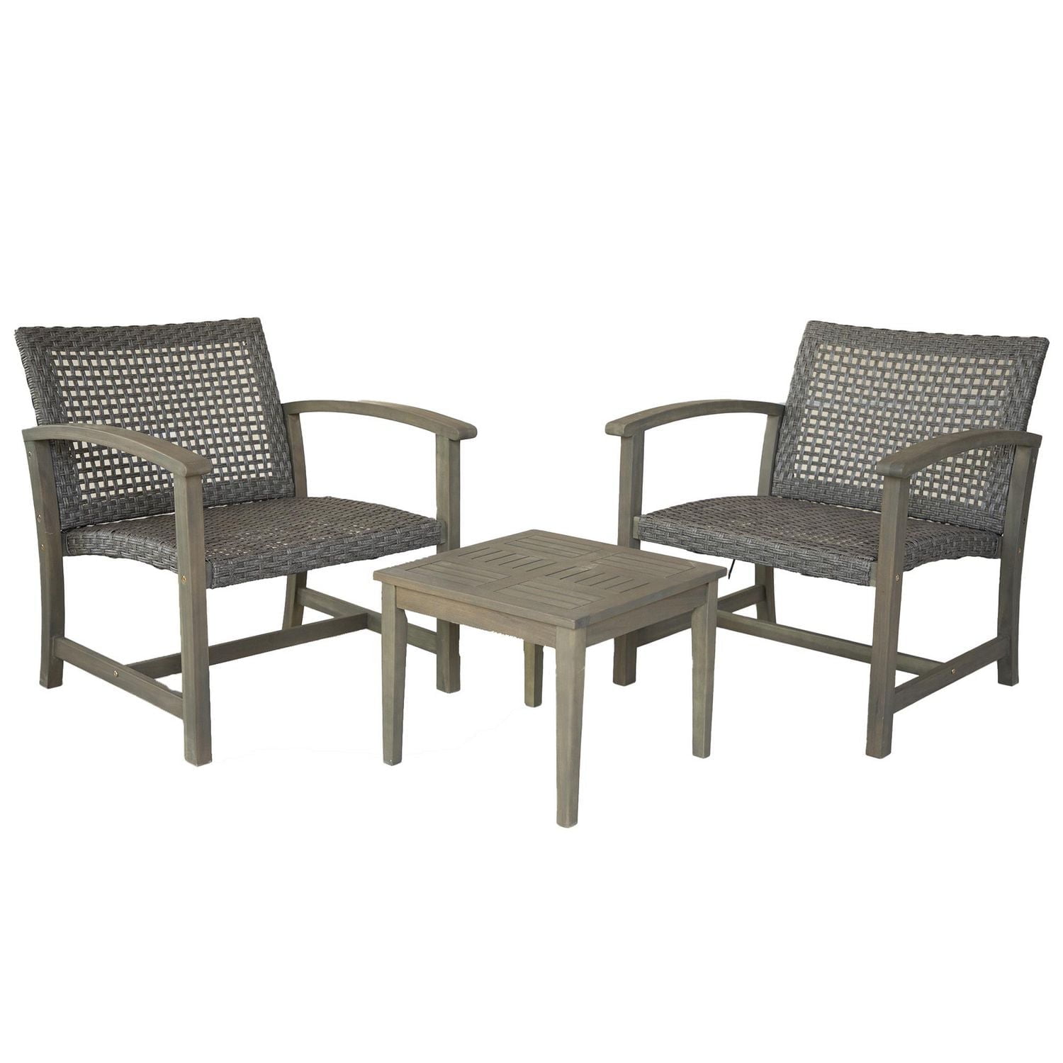Ensemble bistro surdimensionné Galena en bois d'acacia FSC et osier