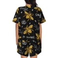 thumbnail image 3 of Bixox Women's Hohey Bee Golden Embroidery Printed Pajama Set 2 Piece Lounge Set Top and Shorts Soft Pajamas, Shorts with Pockets, 3 of 7