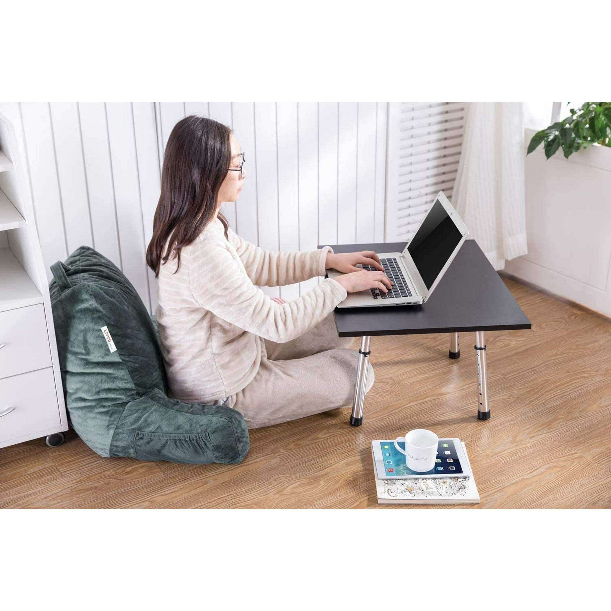 Shredded Foam Reading Pillow Lumbar Cushion Grey Primecables