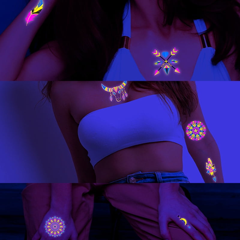 Valentine's Day Fluorescent Skin Temporary Waterproof Art Stickers for Men and Women's Arms and Shoulders Music Concert Bar Party Festival Skin Temporary Decorative Stickers