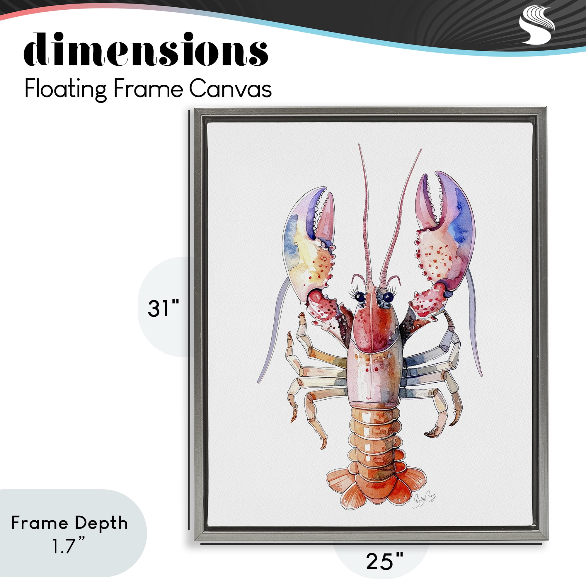 Stupell Industries Coral Claw Lobster Gray Framed Floater Canvas Wall Art, design by Shelly Craig