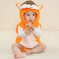 thumbnail image 3 of Odeerbi Baby Boys Girls Clothes Animal Dress Up Clothes Winter Fleece Thermal Rompers Fox Hooded Jumpsuits Baby Crawling Suit Long Bodysuit Baby Newborn Onesie Orange, 3 of 3