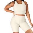thumbnail image 1 of Giftesty Womens Pants Clearance!Women Fashion Dobby Skinny Mid Knee-Length Elastic Waist sports yoga 2-piece set, 1 of 8