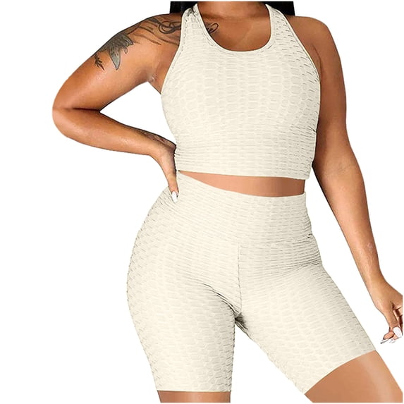 Giftesty Womens Pants Clearance!Women Fashion Dobby Skinny Mid Knee-Length Elastic Waist sports yoga 2-piece set