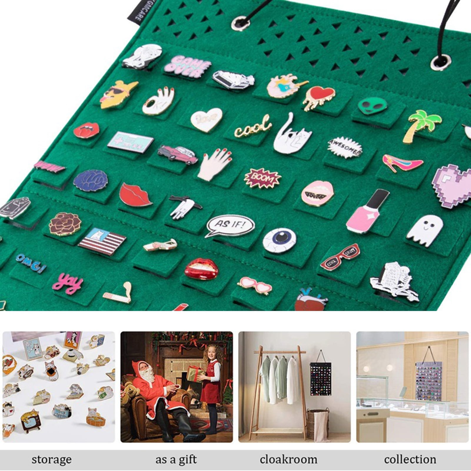 Hanging Brooch Organizer Wall Hanging Pin Organizer Felt Brooch Storage Bag with 96 Pin Capacity Space-saving Display Case for Enamel Pins Earrings